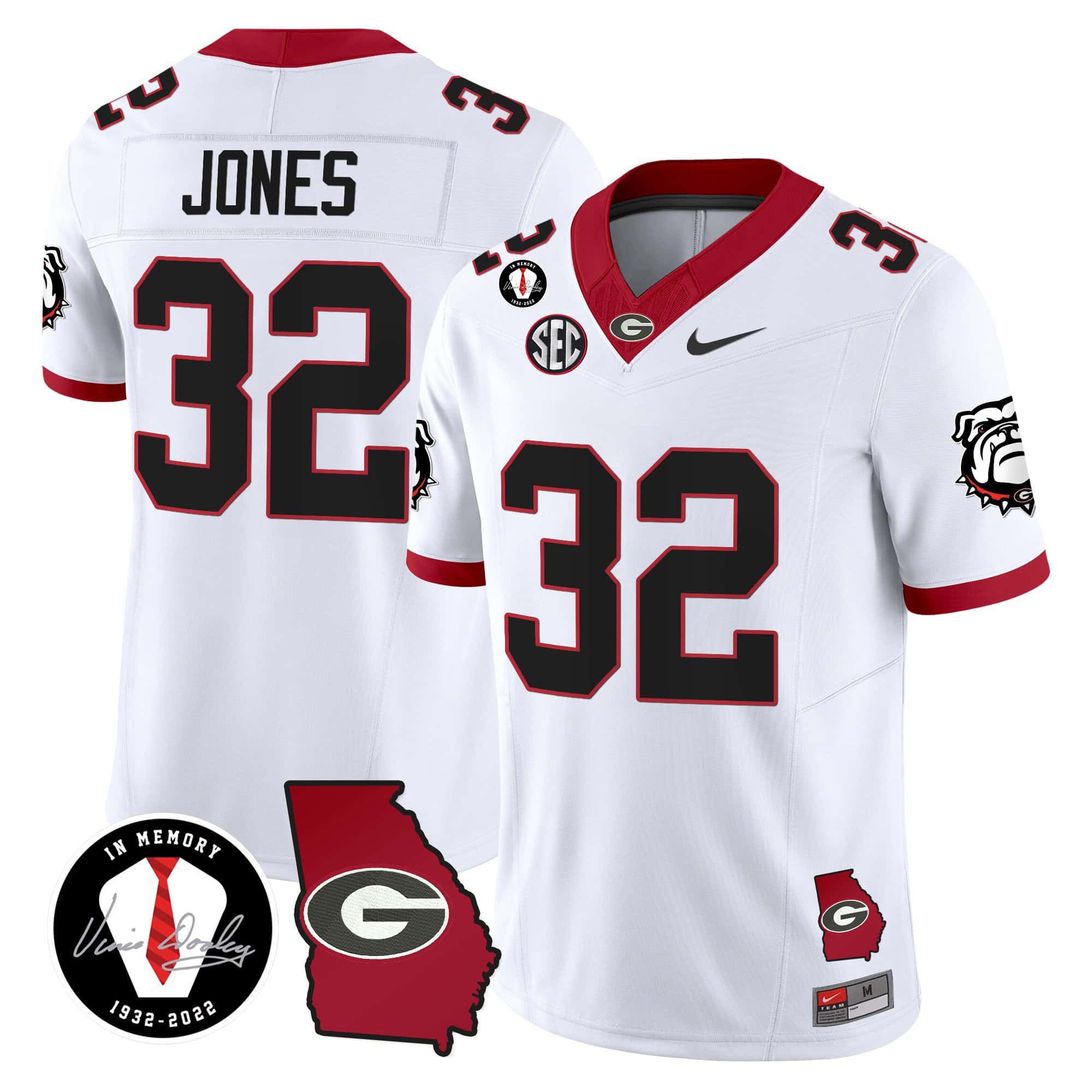 Men Georgia Bulldogs #32 Jones White 2024 Nike Vapor NCAA Jersey style 1->customized nfl jersey->Custom Jersey